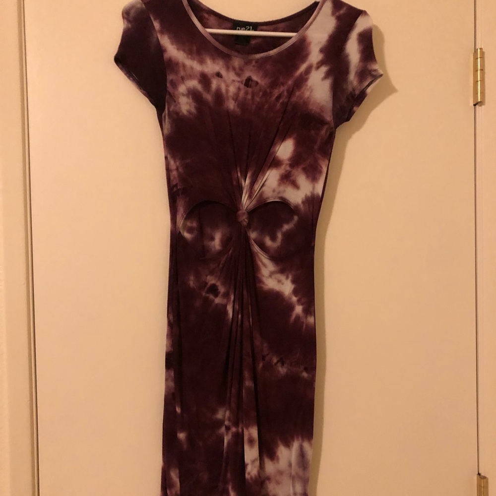 Rue 21 XS Tie Dye Burgundy Dress with Side Cutouts
